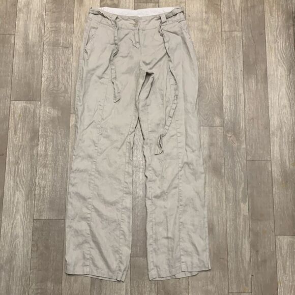 Womens Willi Smith 100% Linen Straight‎ Leg Casual Belted Pants - Picture 1 of 7